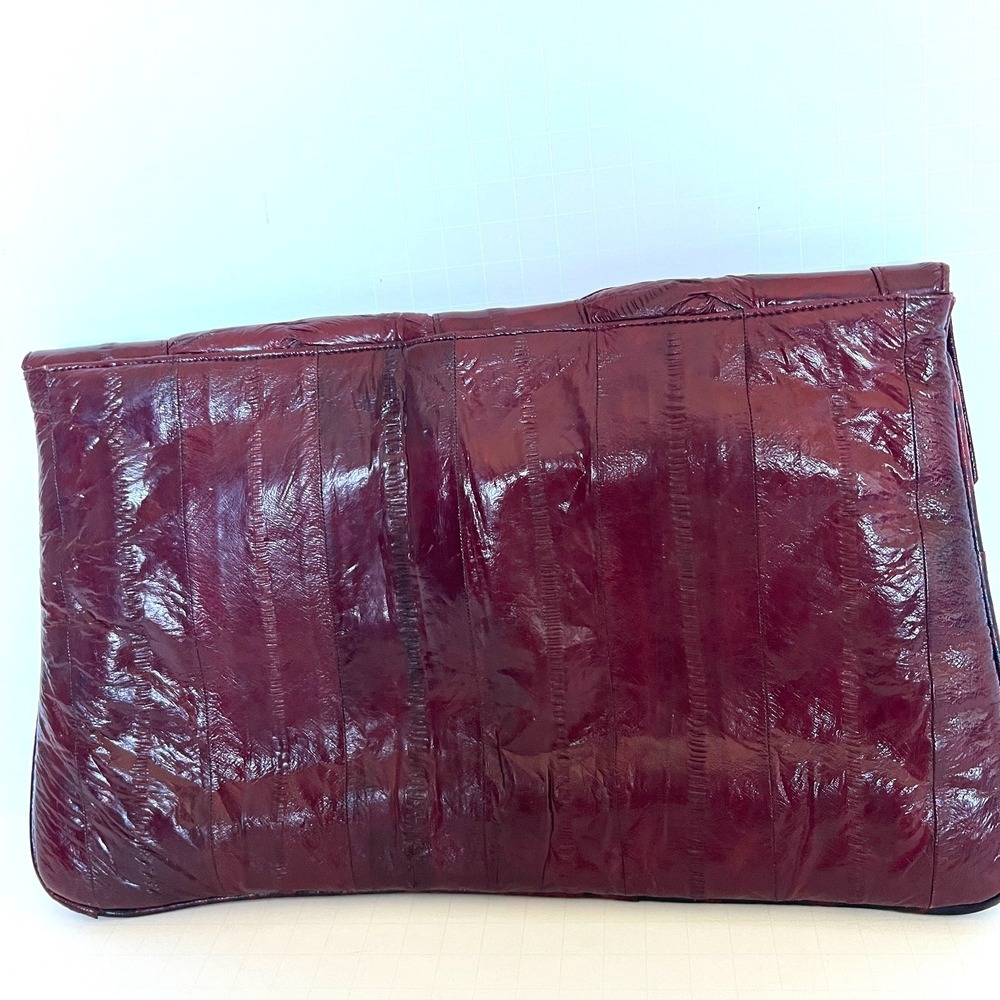 Vintage Eel Sink maroon large clutch chic indie sleaze classic leather - Picture 11 of 11